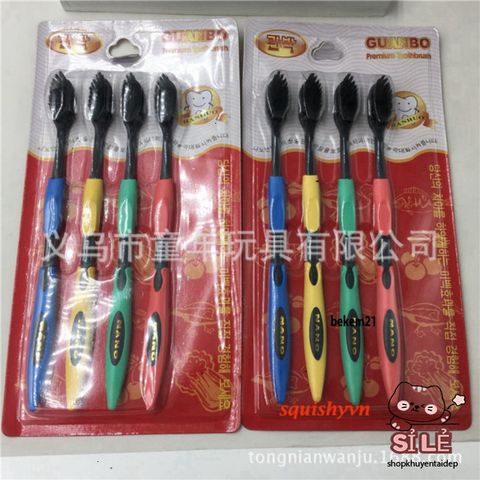 Bộ 4 Bàn Chải Đánh Răng Than Hoạt Tính Hàn Quốc T21 - Chải Sạch Sâu, An Toàn Cho Gia Đình