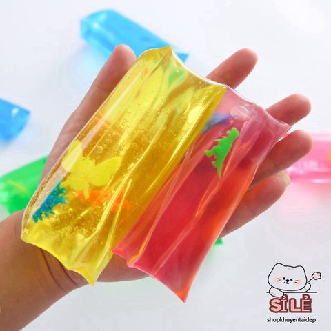 Túi Trượt Kim Tuyến Gudetama - Đồ Chơi Giải Trí Bóp Méo Ngộ Nghĩnh, Giảm Stress Cho Người Lớn và Trẻ Em