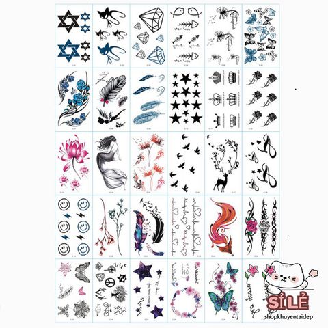 Miếng Dán Hình Xăm Nhỏ Độc Đáo - Combo 30 Tờ Thể Hiện Cá Tính, Dễ Dàng Sử Dụng, Không Gây Kích Ứng Da