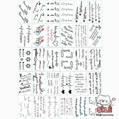 Miếng Dán Hình Xăm Nhỏ Độc Đáo - Combo 30 Tờ Thể Hiện Cá Tính, Dễ Dàng Sử Dụng, Không Gây Kích Ứng Da