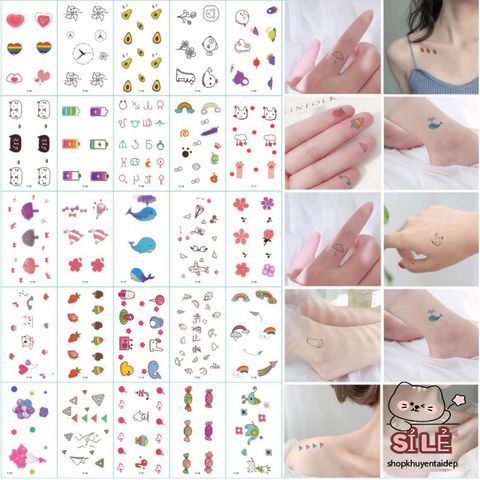 Miếng Dán Hình Xăm Nhỏ Độc Đáo - Combo 30 Tờ Thể Hiện Cá Tính, Dễ Dàng Sử Dụng, Không Gây Kích Ứng Da