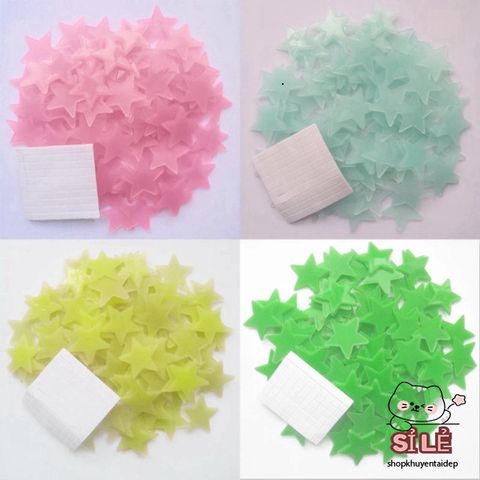 Bộ 100 Ngôi Sao Dạ Quang Gắn Tường - Tô Điểm Phòng Ngủ Trẻ Em với 4 Màu Sắc Tuyệt Đẹp, Phát Sáng Trong Bóng Tối