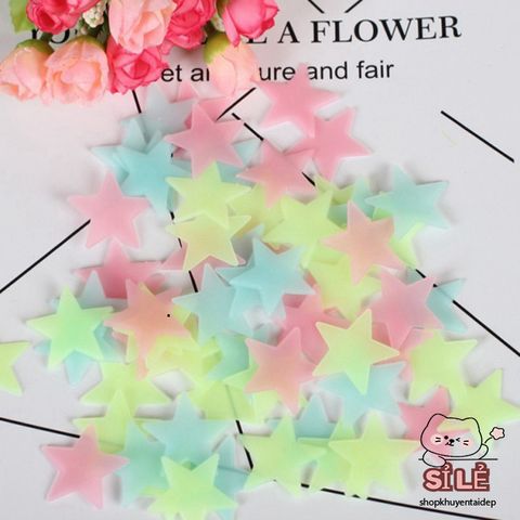 Combo 10 Gói Ngôi Sao Phát Sáng Dán Tường 3cm - Trang Trí Nội Thất Lung Linh Đêm Đêm, Tặng Ngôi Sao Phản Quang Đẹp Mắt
