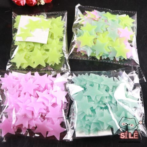 Combo 10 Gói Ngôi Sao Phát Sáng Dán Tường 3cm - Trang Trí Nội Thất Lung Linh Đêm Đêm, Tặng Ngôi Sao Phản Quang Đẹp Mắt