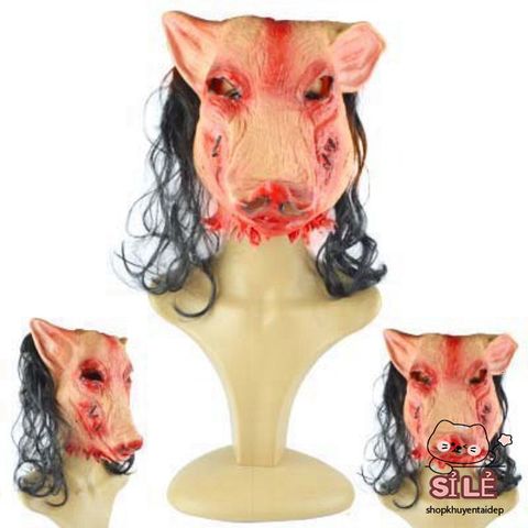 Khẩu Trang Đầu Heo Đen Latex - Mặt Nạ Halloween Kinh Dị Cho Trẻ Em - Phụ Kiện Cosplay Hấp Dẫn