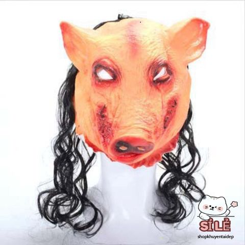 Khẩu Trang Đầu Heo Đen Latex - Mặt Nạ Halloween Kinh Dị Cho Trẻ Em - Phụ Kiện Cosplay Hấp Dẫn
