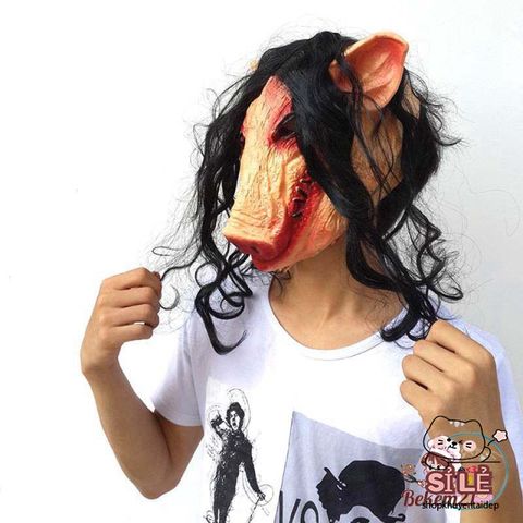 Khẩu Trang Đầu Heo Đen Latex - Mặt Nạ Halloween Kinh Dị Cho Trẻ Em - Phụ Kiện Cosplay Hấp Dẫn