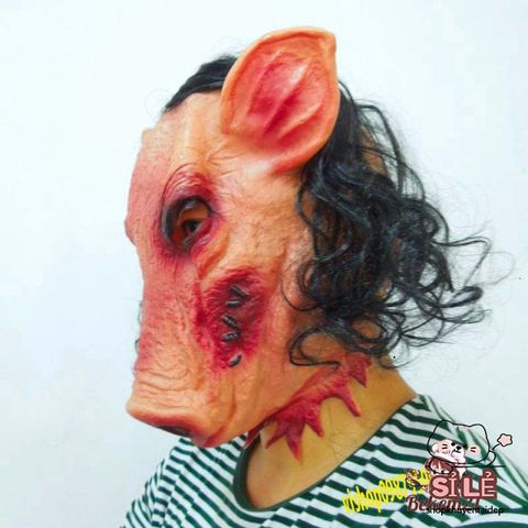 Khẩu Trang Đầu Heo Đen Latex - Mặt Nạ Halloween Kinh Dị Cho Trẻ Em - Phụ Kiện Cosplay Hấp Dẫn
