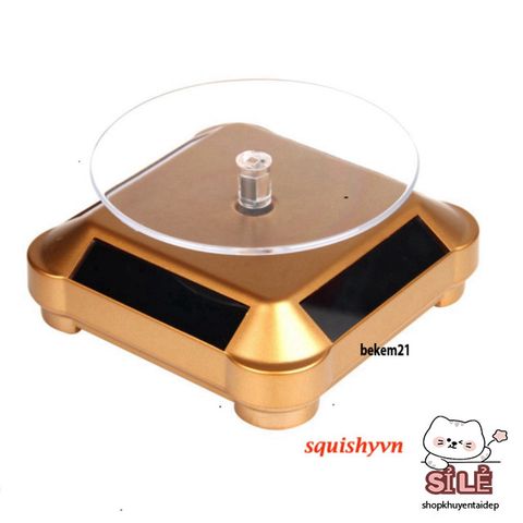 Bàn xoay 360 độ năng lượng mặt trời - Đế chụp sản phẩm chuyên nghiệp cho trang sức và đồ vật, có đèn LED hấp dẫn