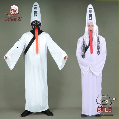 Bộ Trang Phục Halloween Cương Thi Hắc Bạch Vô Thường Diêm Vương Dành Cho Người Lớn - Pháp Sư Cosplay độc đáo, kích thước từ 155-185cm