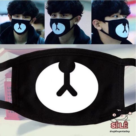 Khẩu Trang Dễ Thương Hình Gấu Hoạt Hình Cho Trẻ - Chất Liệu Cotton Mềm Mại, Quà Tặng Ý Nghĩa, Phong Cách Hàn Quốc