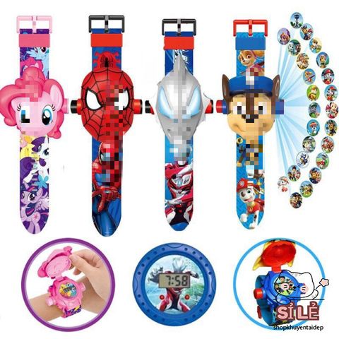 Đồng Hồ Chiếu Hình 3D Nhân Vật Hoạt Hình - Đồng Hồ Điện Tử Màu Sắc Dành Cho Bé Trai Gái, Quà Tặng Sáng Tạo Thú Vị
