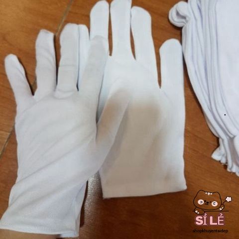 Bộ găng tay cotton trắng/đen - Lựa chọn tiện lợi 10-50 đôi, chất liệu thoáng mát, giá rẻ, dễ sử dụng cho mọi công việc hàng ngày.