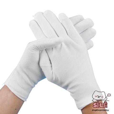 Bộ găng tay cotton trắng/đen - Lựa chọn tiện lợi 10-50 đôi, chất liệu thoáng mát, giá rẻ, dễ sử dụng cho mọi công việc hàng ngày.