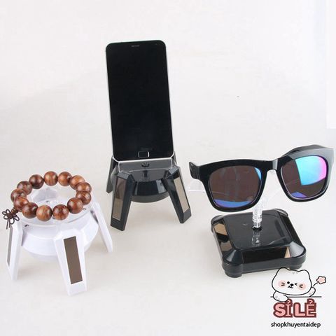 Bàn Xoay Trưng Bày Sản Phẩm 360 Độ - Đĩa Xoay Chụp Ảnh Độc Đáo Bằng Nhựa ABS Chạy Pin hoặc Năng Lượng Mặt Trời