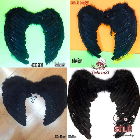 Cánh Thiên Thần và Ác Quỷ Bằng Lông Vũ - Phụ Kiện Cosplay Halloween Size S, M, L - Thời Trang Độc Đáo cho Fan Hâm Mộ