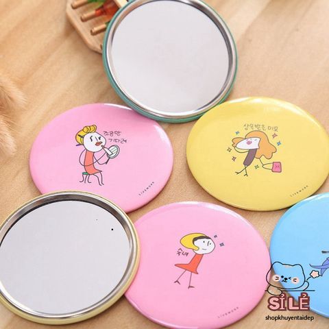 Gương Mini Cầm Tay Dễ Thương Phong Cách Hàn Quốc - Gương Trang Điểm Nhỏ Gọn 7cm - Tiện Lợi Cho Phụ Nữ