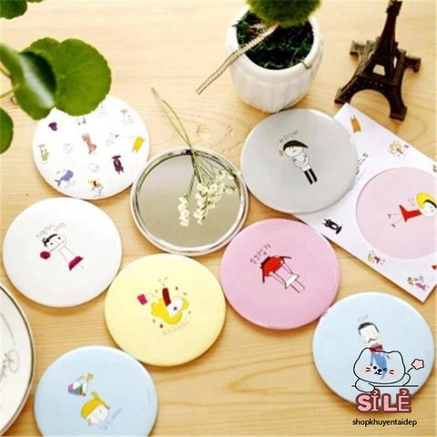 Gương Mini Cầm Tay Dễ Thương Phong Cách Hàn Quốc - Gương Trang Điểm Nhỏ Gọn 7cm - Tiện Lợi Cho Phụ Nữ