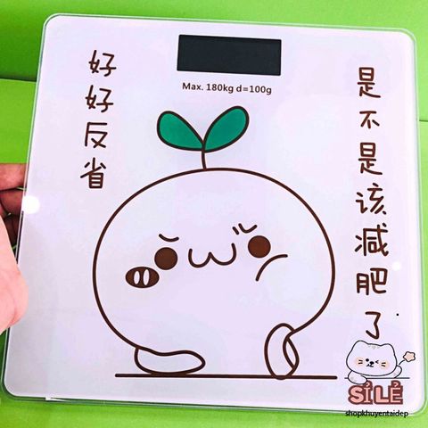 Cân Điện Tử Củ Cải - Cân Sức Khỏe Mini Chịu Lực Tối Đa 180KG, Bảo Hành 1 Năm, Thiết Kế Dễ Thương, Thích Hợp Gia Đình