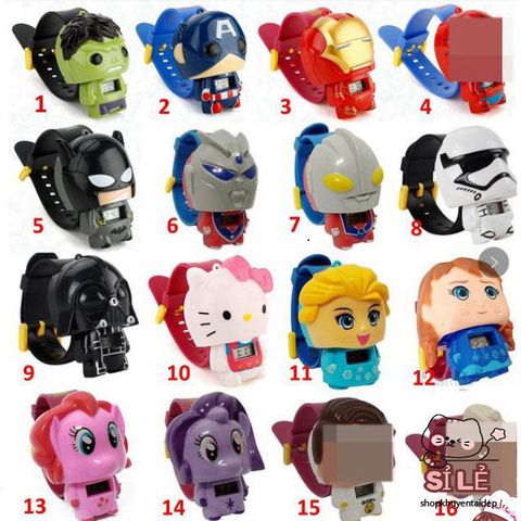 Đồng Hồ Chiếu Hình 3D Ngựa Pony - Đồng Hồ Điện Tử Vui Nhộn Cho Trẻ Em, Hình Nhân Vật Elsa, Người Nhện, Siêu Nhân