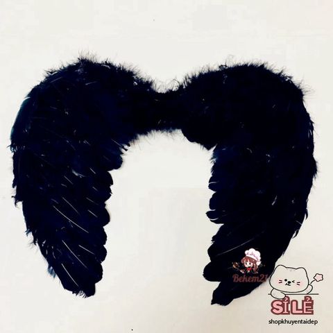 Cánh Thiên Thần Hóa Trang - Cánh Ác Quỷ Lông Vũ Đen Trắng Cho Tiệc Halloween, Biểu Diễn & Lễ Hội