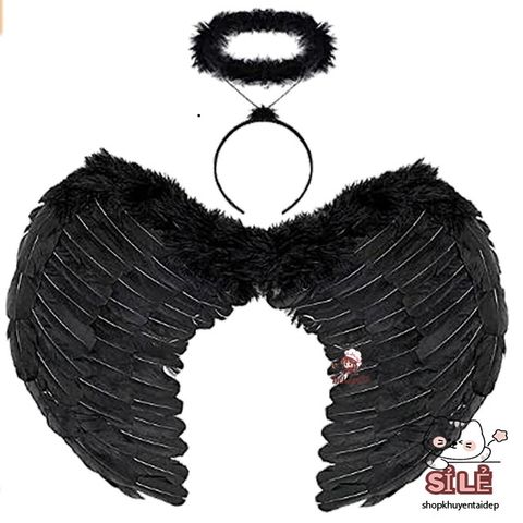 Cánh Thiên Thần Hóa Trang - Cánh Ác Quỷ Lông Vũ Đen Trắng Cho Tiệc Halloween, Biểu Diễn & Lễ Hội