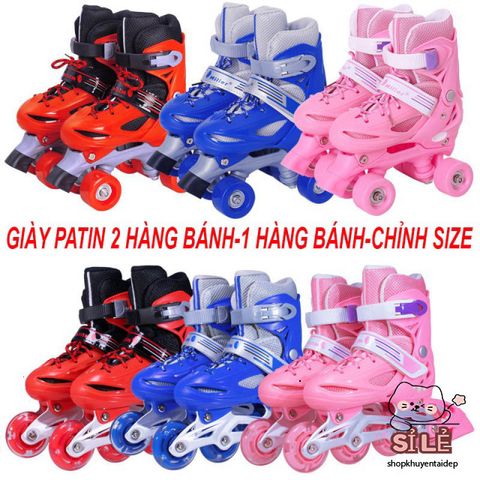 Giày trượt patin 4 bánh cho trẻ em từ 2-14 tuổi - Bộ bảo vệ và phụ kiện đầy đủ, an toàn và dễ dàng tập luyện