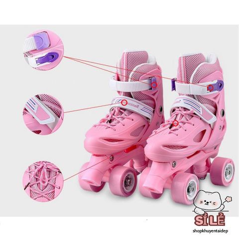 Giày trượt patin 4 bánh cho trẻ em từ 2-14 tuổi - Bộ bảo vệ và phụ kiện đầy đủ, an toàn và dễ dàng tập luyện