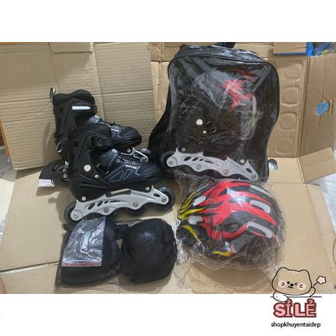 Giày Patin Phát Sáng Trẻ Em QF - Bộ 6 Miếng Bảo Hộ + 2 Thanh Cờ Lê Tháo Lốp - Giày Trượt Cao Cấp, An Toàn Cho Bé Yêu