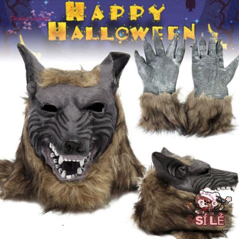 Găng Tay và Mặt Nạ Người Sói Cao Su - Trang Phục Halloween Hóa Trang Độc Đáo Cho Bữa Tiệc & Lễ Hội
