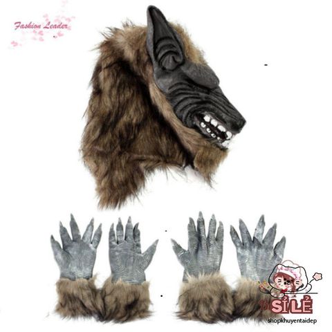 Găng Tay và Mặt Nạ Người Sói Cao Su - Trang Phục Halloween Hóa Trang Độc Đáo Cho Bữa Tiệc & Lễ Hội