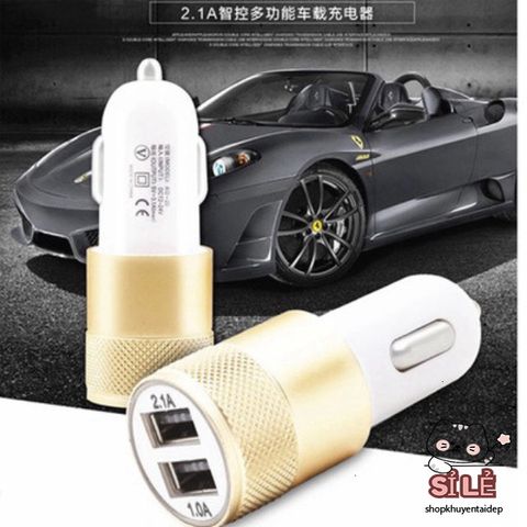 Bộ Sạc Ô Tô Hai Cổng USB Chất Lượng Cao Cho iPhone, Smartphone - Phụ Kiện Xe Hơi Tiện Ích