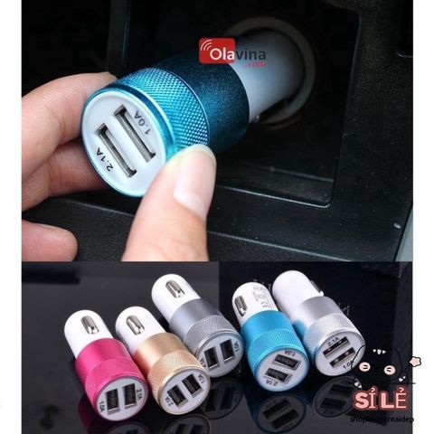 Bộ Sạc Ô Tô Hai Cổng USB Chất Lượng Cao Cho iPhone, Smartphone - Phụ Kiện Xe Hơi Tiện Ích