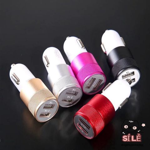 Bộ Sạc Ô Tô Hai Cổng USB Chất Lượng Cao Cho iPhone, Smartphone - Phụ Kiện Xe Hơi Tiện Ích