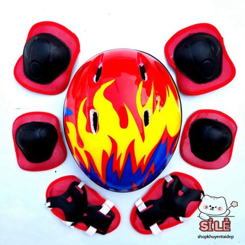 Bộ bảo hộ trượt patin - Mũ bảo hiểm và bảo vệ tay, chân, đầu gối an toàn, thời trang, chống chấn thương cho trẻ em và người lớn.