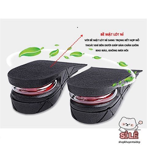 Giày Nâng Chiều Cao LOTGIAY - Lót Giày Cao Su PU Điều Chỉnh 3-9cm, Êm Ái, Phù Hợp Mọi Size Giày Nam Nữ