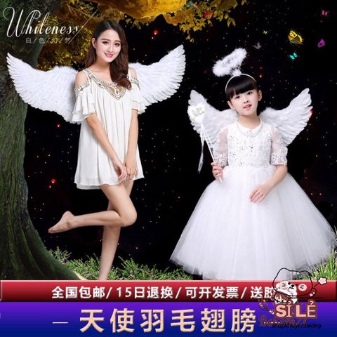 Bộ Cánh Thiên Thần Cho Trẻ Em - Phụ Kiện Hóa Trang Halloween & Giáng Sinh, Kèm Băng Đô Halo và Đũa Phép Cổ Tích, Dễ Thương, Thích Hợp Tiệc Tùng