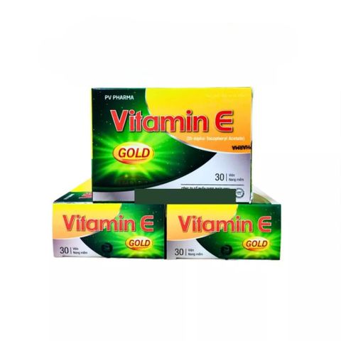 Viên Uống Vitamin E GOLD PVPharma - Cải Thiện Da Khô, Giảm Thâm Sạm, Ngăn Ngừa Nếp Nhăn - Hộp 30 Viên Chống Oxy Hóa Hiệu Quả
