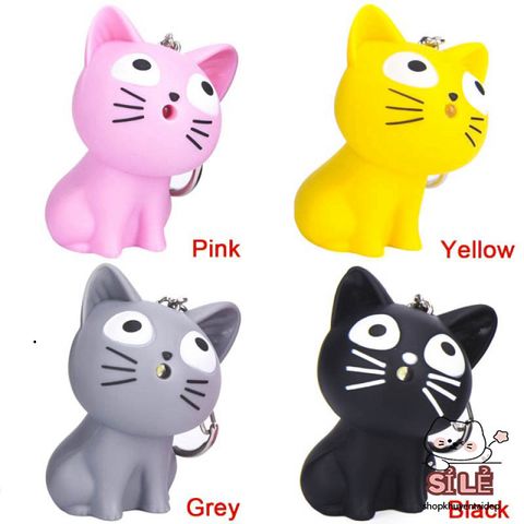Móc Khóa Mèo Phát Sáng LED - Móc Khóa Đèn Pin Âm Thanh Ngộ Nghĩnh Cho Fan Yêu Mèo - Phụ Kiện Thời Trang Dễ Thương