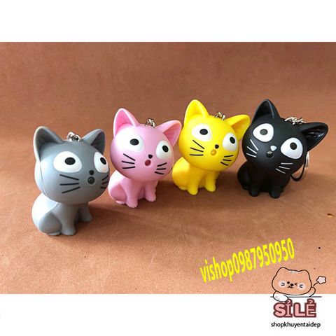Móc Khóa Mèo Phát Sáng LED - Móc Khóa Đèn Pin Âm Thanh Ngộ Nghĩnh Cho Fan Yêu Mèo - Phụ Kiện Thời Trang Dễ Thương