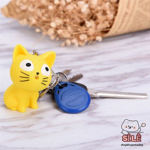 Móc Khóa Mèo Phát Sáng LED - Móc Khóa Đèn Pin Âm Thanh Ngộ Nghĩnh Cho Fan Yêu Mèo - Phụ Kiện Thời Trang Dễ Thương