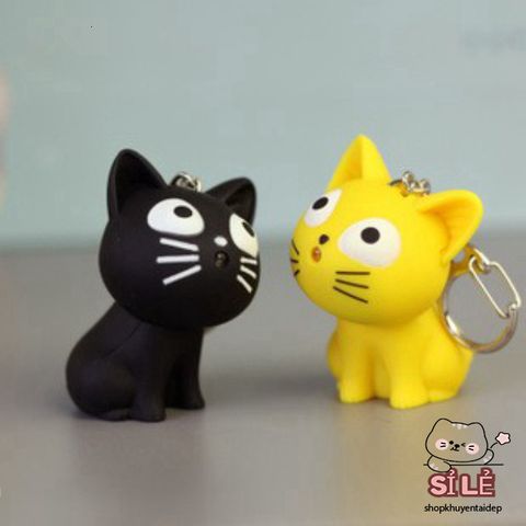 Móc Khóa Mèo Phát Sáng LED - Móc Khóa Đèn Pin Âm Thanh Ngộ Nghĩnh Cho Fan Yêu Mèo - Phụ Kiện Thời Trang Dễ Thương