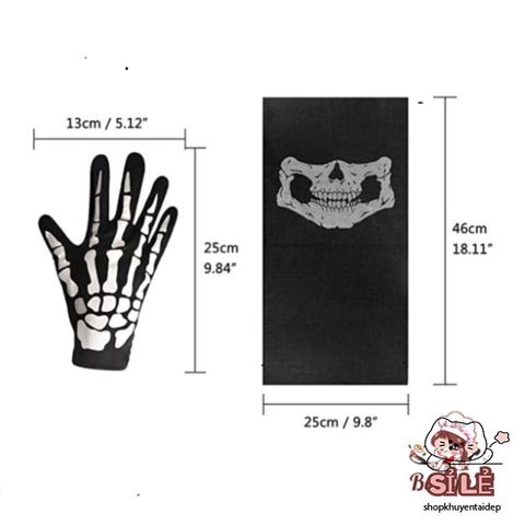 Bộ Găng Tay & Mặt Nạ Hình Xương Ma Quái Cho Halloween - Trang Phục Hóa Trang Độc Đáo, Tiệc Tùng, Chụp Ảnh