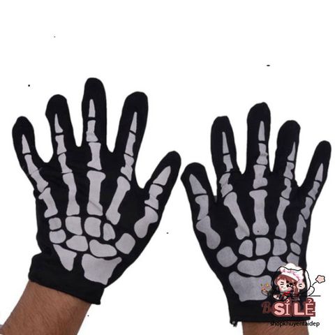 Bộ Găng Tay & Mặt Nạ Hình Xương Ma Quái Cho Halloween - Trang Phục Hóa Trang Độc Đáo, Tiệc Tùng, Chụp Ảnh