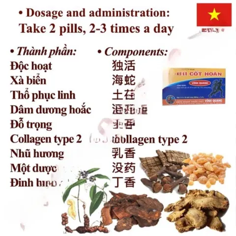 Thoái Cốt Hoàn - Hỗ Trợ Khớp và Xương Chắc Khỏe, Giảm Đau Nhức Hiệu Quả - Hộp 20 Viên & Lọ 60 Viên Vĩnh Quang