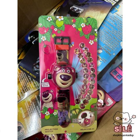 Đồng Hồ 3D Hình Gấu Dâu LOTSO Dễ Thương - Đồng Hồ Trẻ Em Hoạt Hình An Toàn Cho Bé, Quà Tặng Đáng Yêu