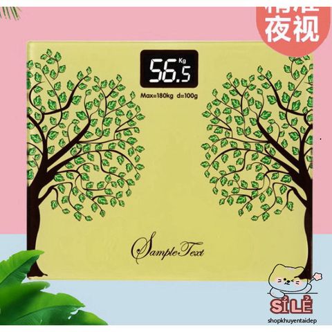 Cân Sức Khỏe Hình Cây Cành Kính Cường Lực - Điện Tử Tải Trọng 180KG, Bảo Hành 1 Năm, Dễ Dùng, Thiết Kế Đáng Yêu cho Gia Đình