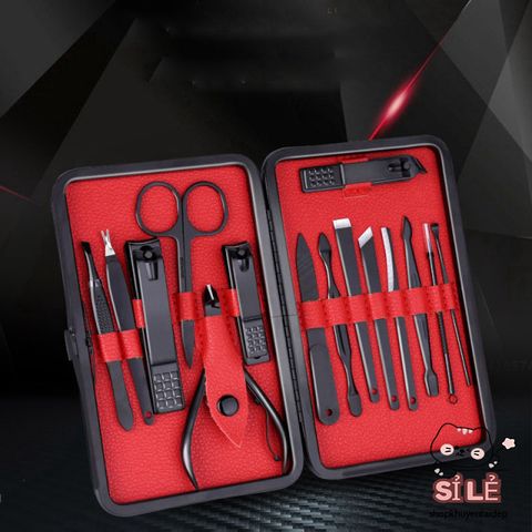 Bộ dụng cụ chăm sóc móng tay inox titanium sang trọng - 15 món tiện lợi, đi kèm hộp da cao cấp làm quà tặng lý tưởng
