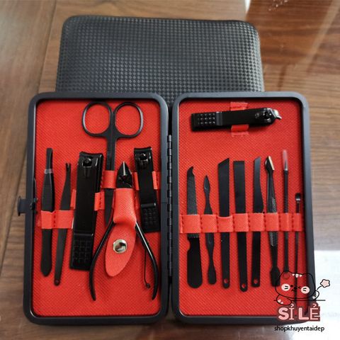 Bộ dụng cụ chăm sóc móng tay inox titanium sang trọng - 15 món tiện lợi, đi kèm hộp da cao cấp làm quà tặng lý tưởng