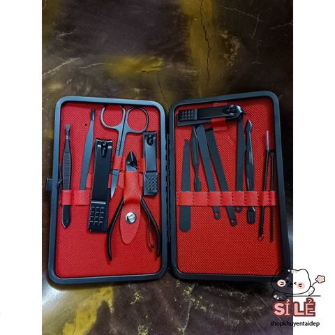 Bộ dụng cụ chăm sóc móng tay inox titanium sang trọng - 15 món tiện lợi, đi kèm hộp da cao cấp làm quà tặng lý tưởng